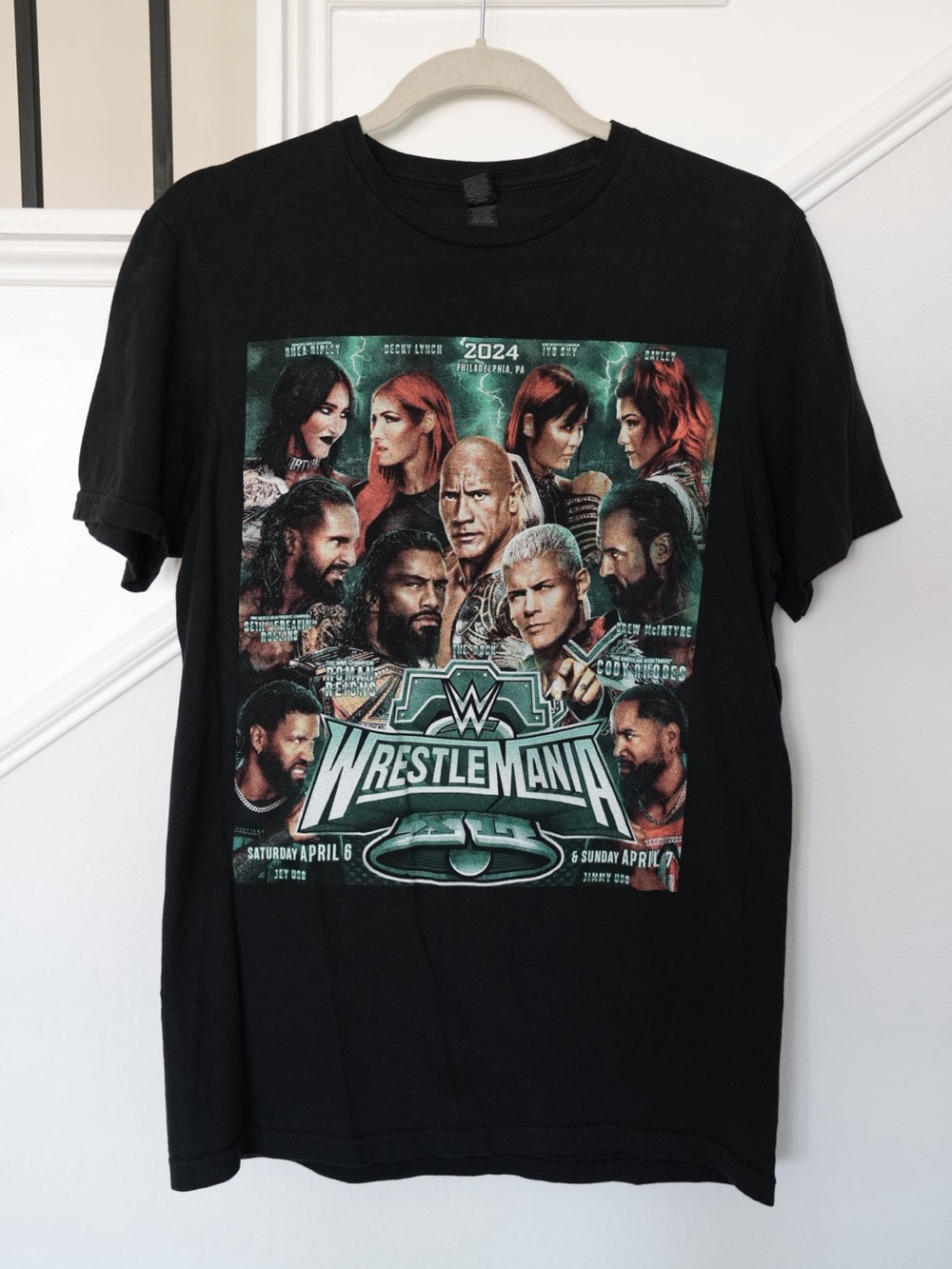 WWE WrestleMania 40 2024 Philadelphia Double Sided Graphic Tee Medium